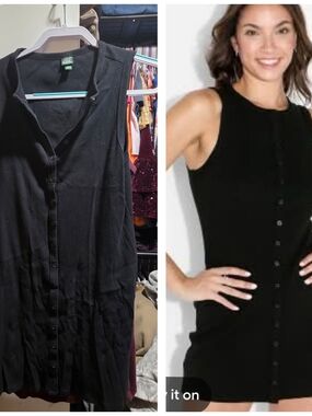 wild fable Black Sleeveless Button-Front Crop Top